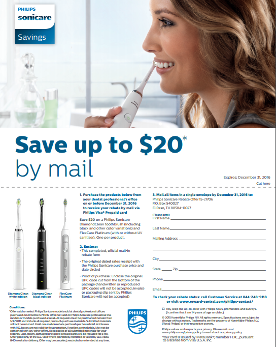 Sonicare Rebate Form 20 Gift Card